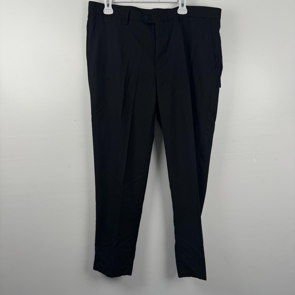 Enrico Bertucci Pants Mens 38x30 (38x29) Black Dress Slacks Flat Front NEW